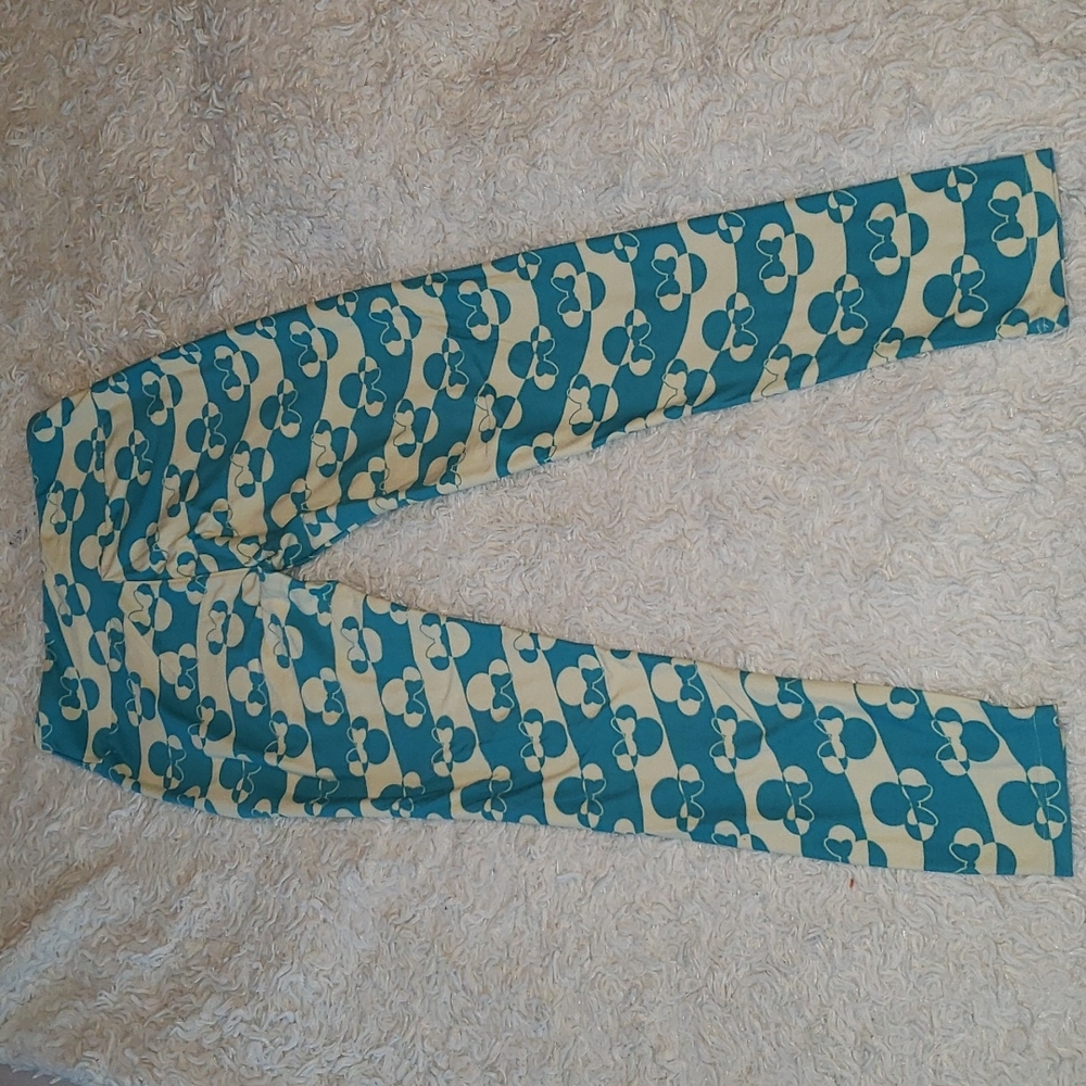 Lularoe Minnie Mouse Blue & White Buttery Soft Legging One Size - Picture 3 of 8